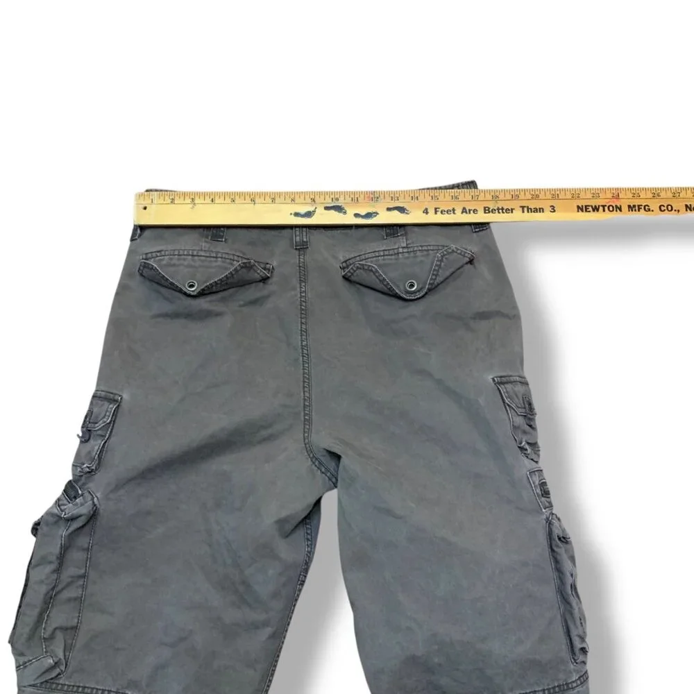Old Navy Mena Gray Cargo Pants Multiple Pockets Relaxed Fit Sz 34.5 100% Cotton‎